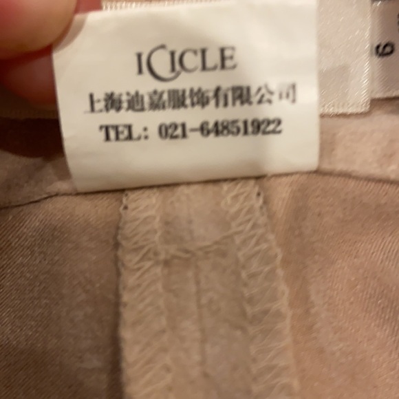 Icicle Shanghai Faux Suede Pants Wide Straight Leg Size 6 - Picture 10 of 10